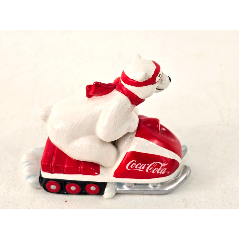 1995 Coca Cola Ceramic Polar Bear On Snowmobile #157929L
